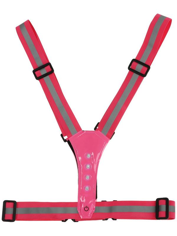 Жилет сигнальный, светоотражающий с регулируемым размером, розовый, LED сигнал, 4 режима