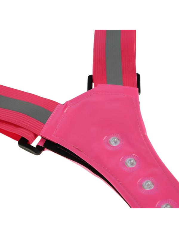 Жилет сигнальный, светоотражающий с регулируемым размером, розовый, LED сигнал, 4 режима