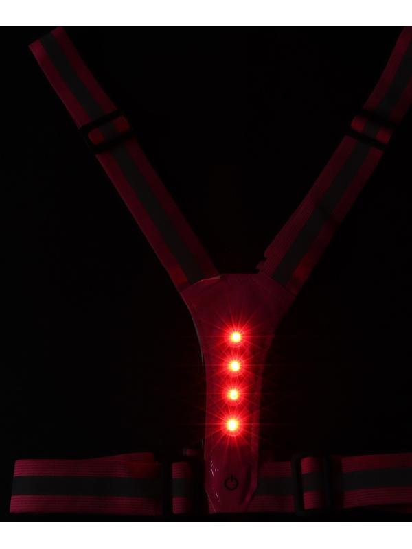 Жилет сигнальный, светоотражающий с регулируемым размером, розовый, LED сигнал, 4 режима