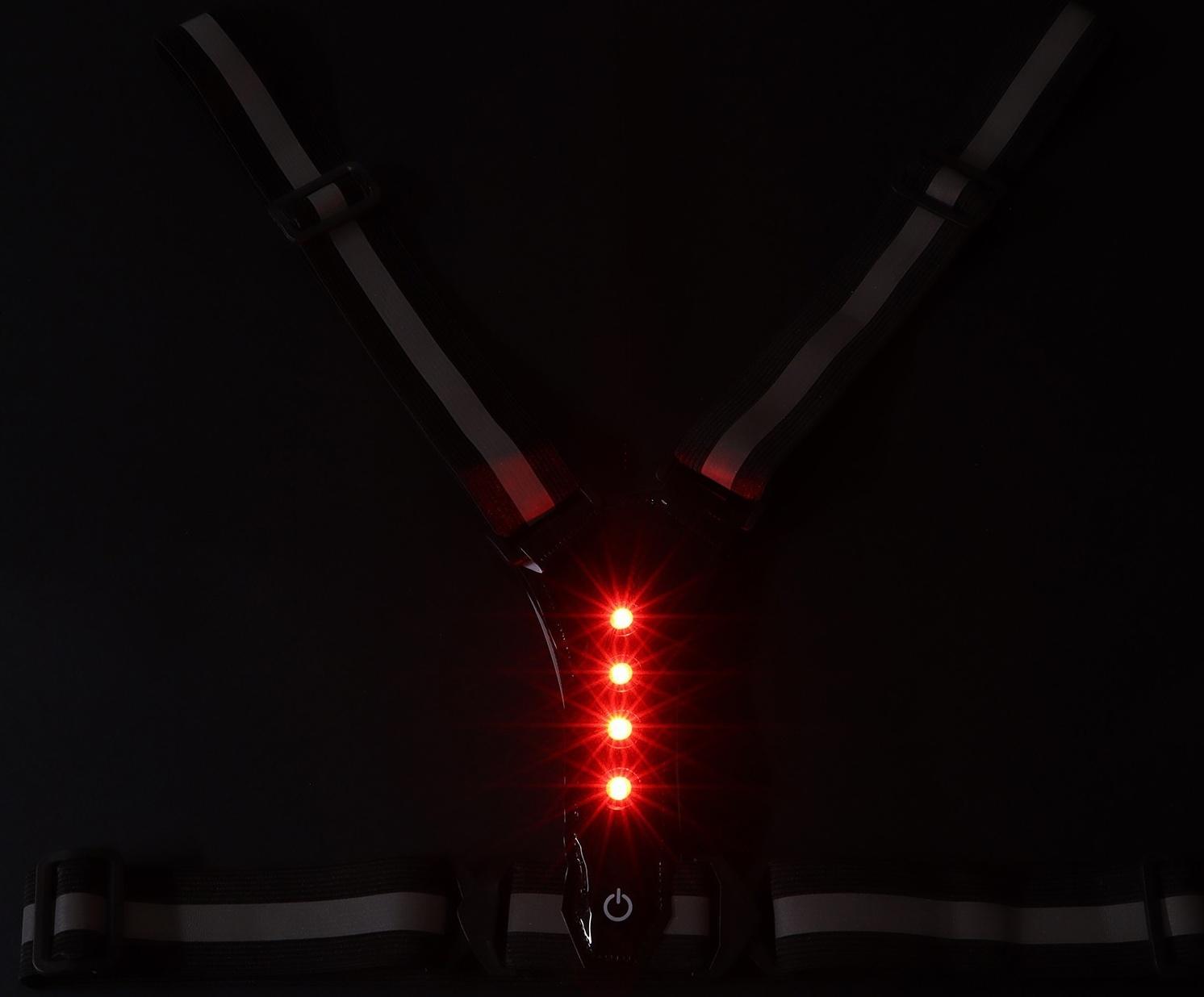 Жилет сигнальный, светоотражающий с регулируемым размером, черный, LED сигнал, 4 режима