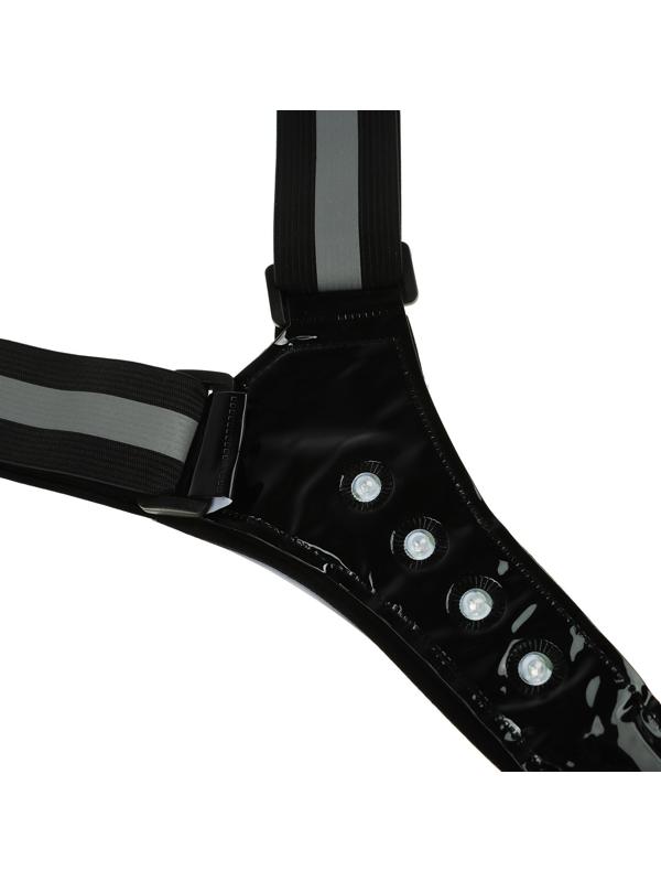 Жилет сигнальный, светоотражающий с регулируемым размером, черный, LED сигнал, 4 режима