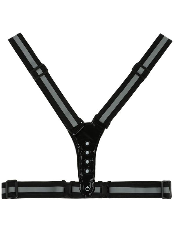 Жилет сигнальный, светоотражающий с регулируемым размером, черный, LED сигнал, 4 режима