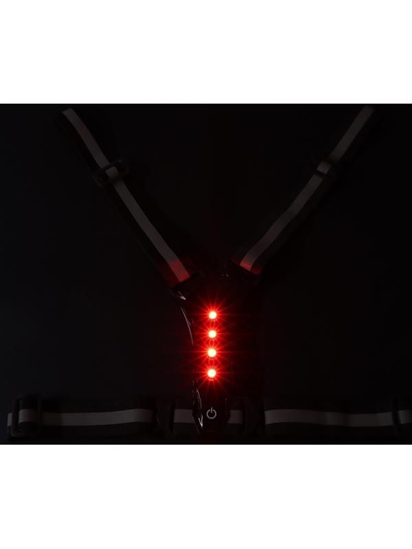 Жилет сигнальный, светоотражающий с регулируемым размером, черный, LED сигнал, 4 режима