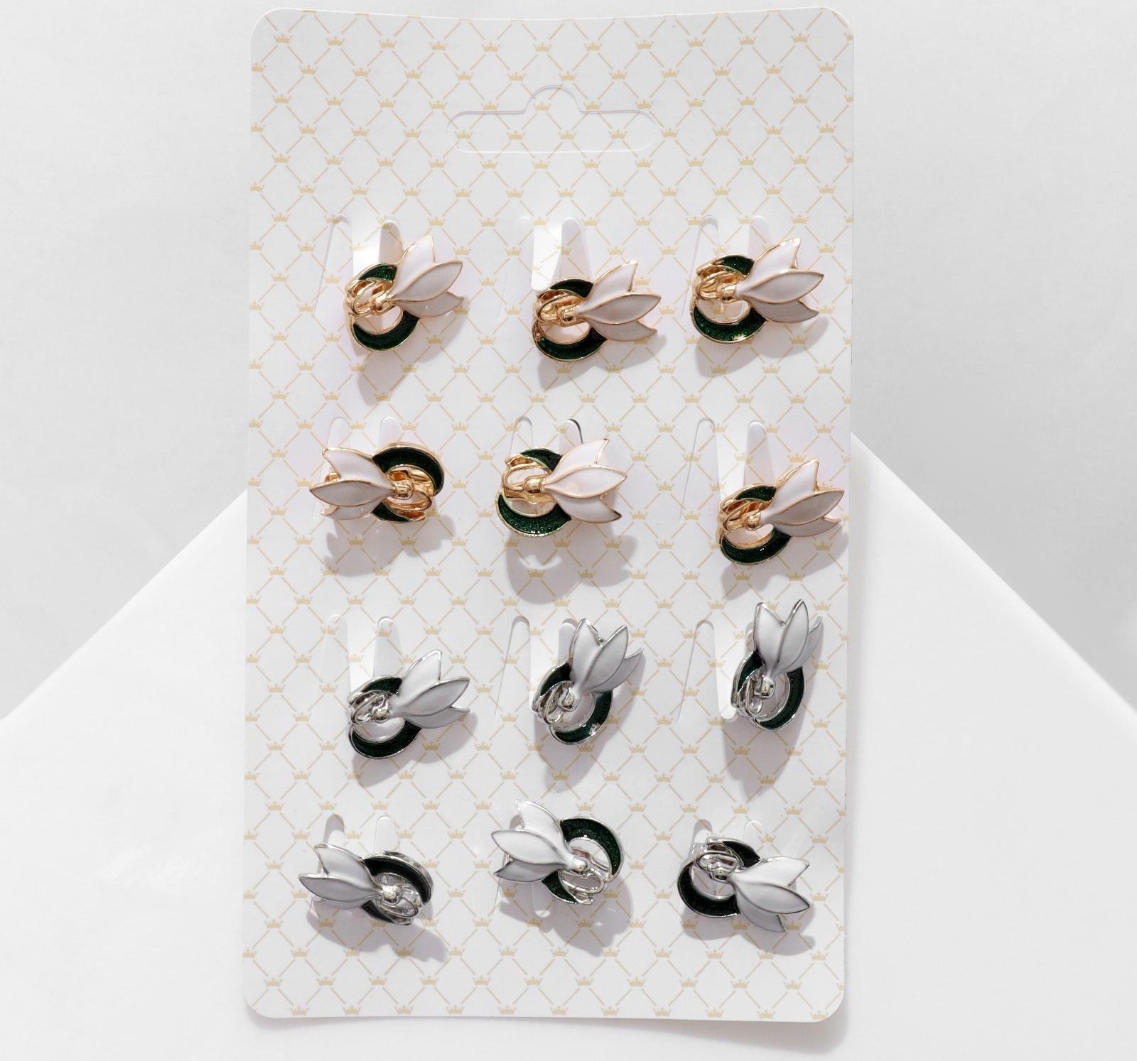 Брошь «Цветок» подснежник с завитком / 12 шт.