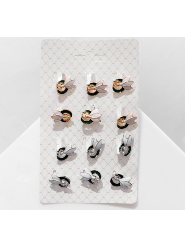 Брошь «Цветок» подснежник с завитком / 12 шт.