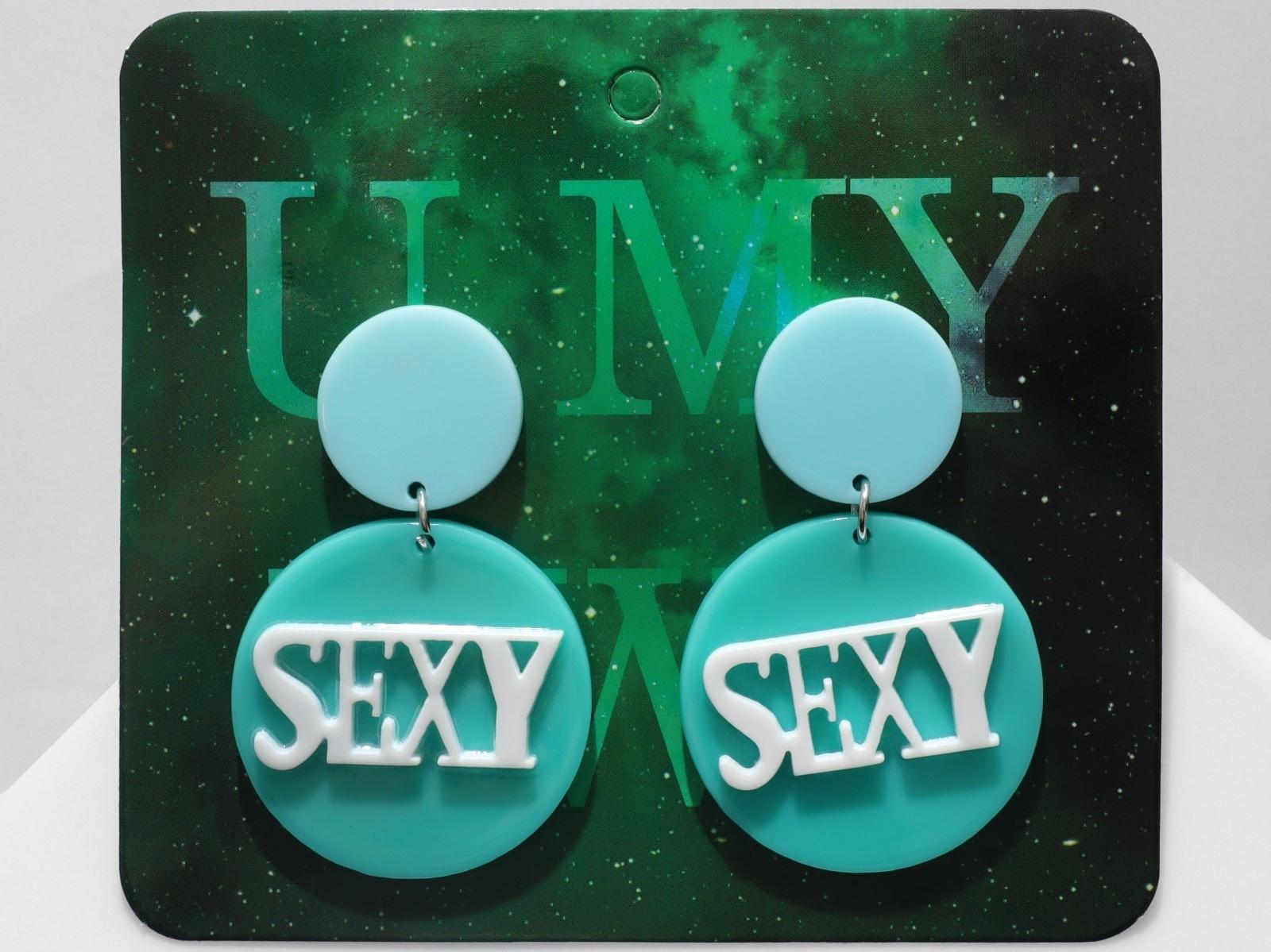 Серьги акрил SEXY, цвет голубой в серебре