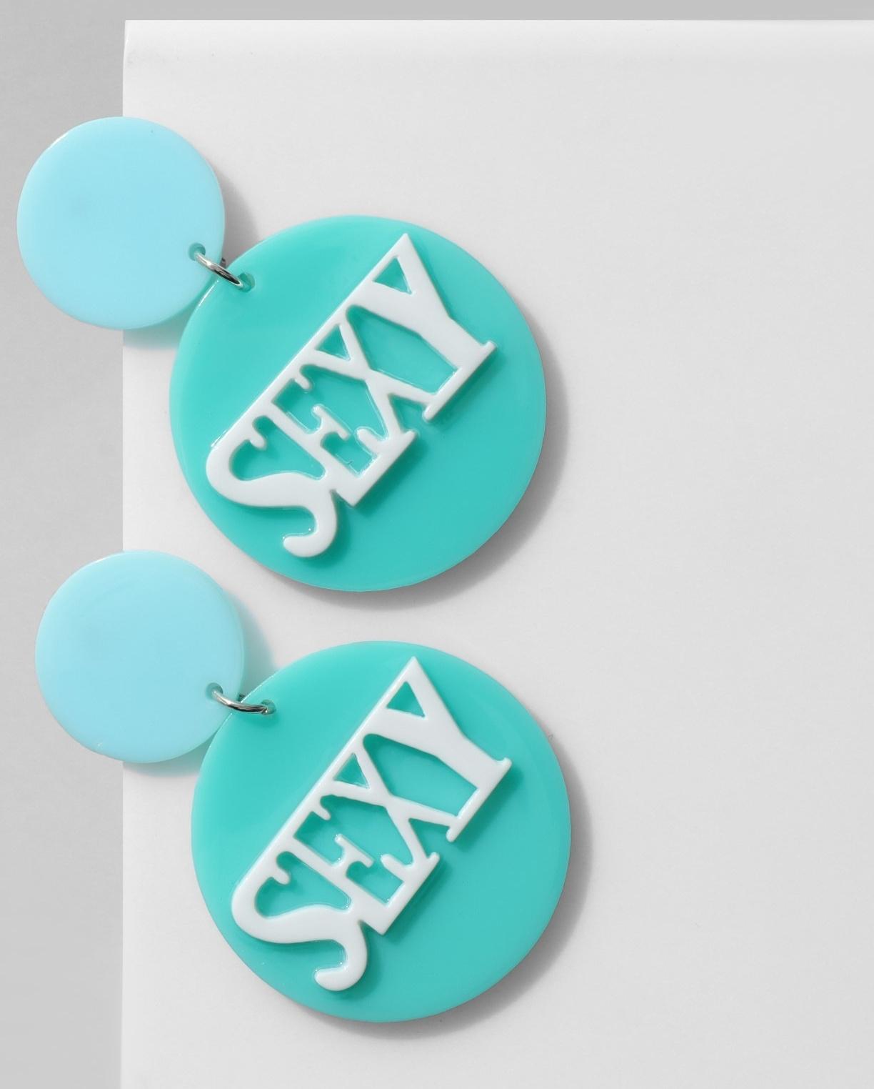 Серьги акрил SEXY, цвет голубой в серебре