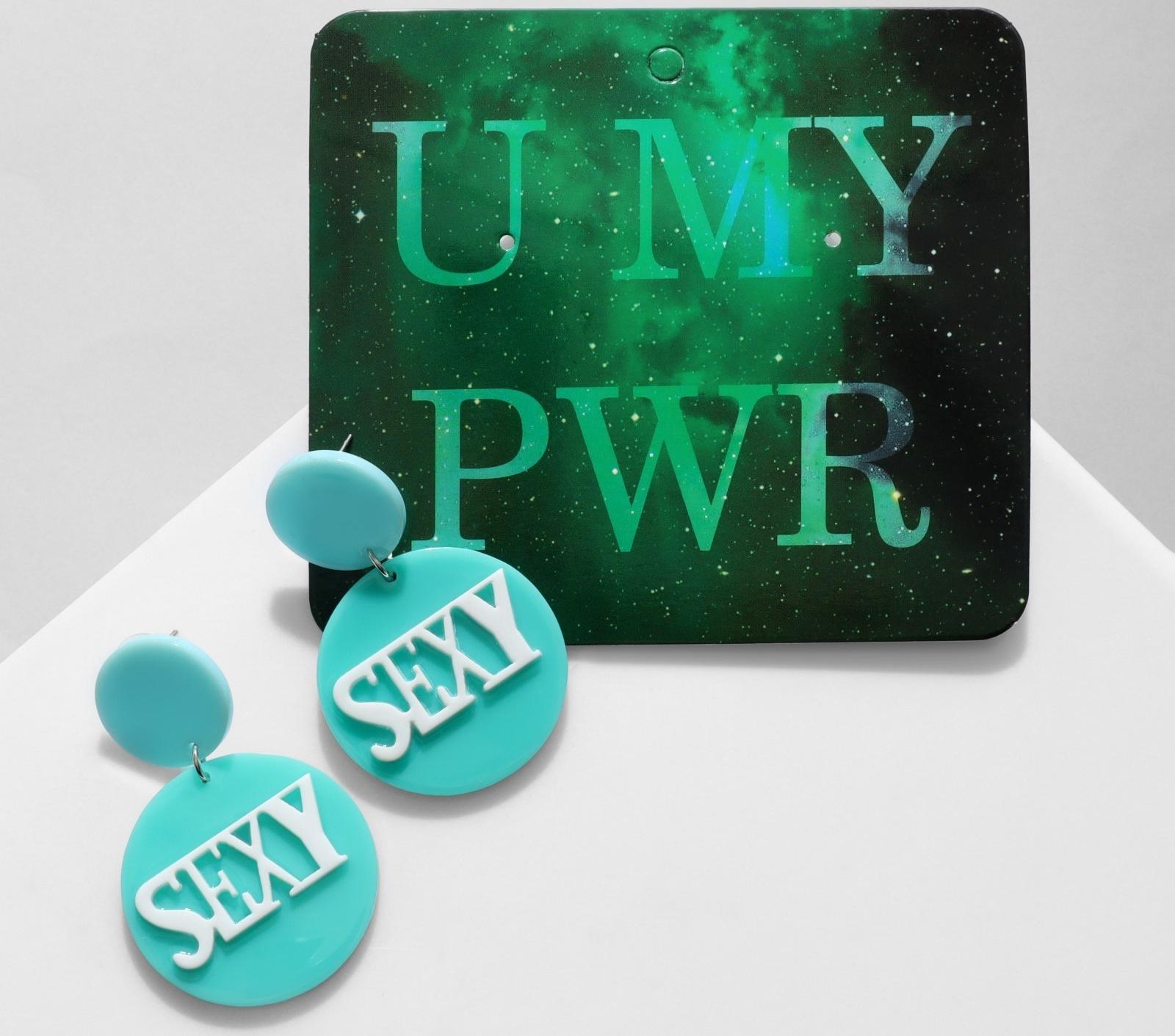 Серьги акрил SEXY, цвет голубой в серебре