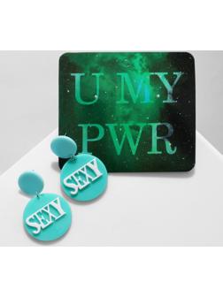 Серьги акрил SEXY, цвет голубой в серебре