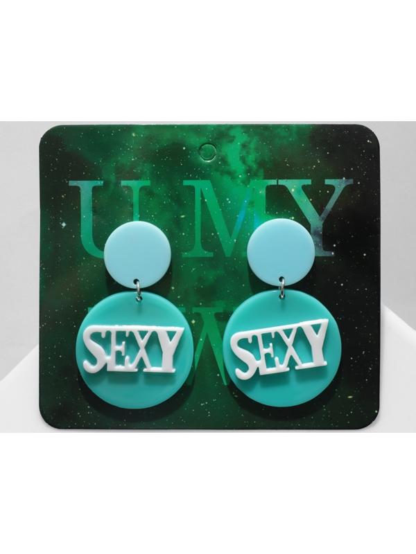 Серьги акрил SEXY, цвет голубой в серебре