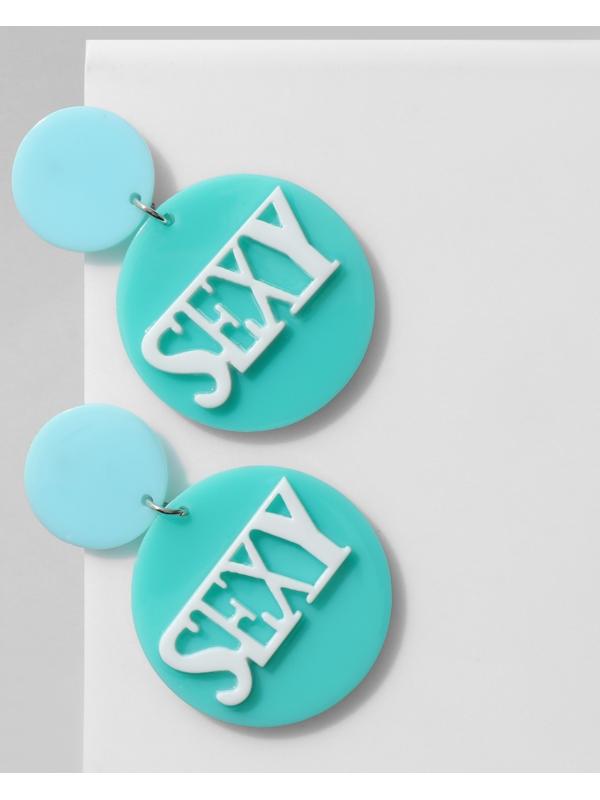 Серьги акрил SEXY, цвет голубой в серебре