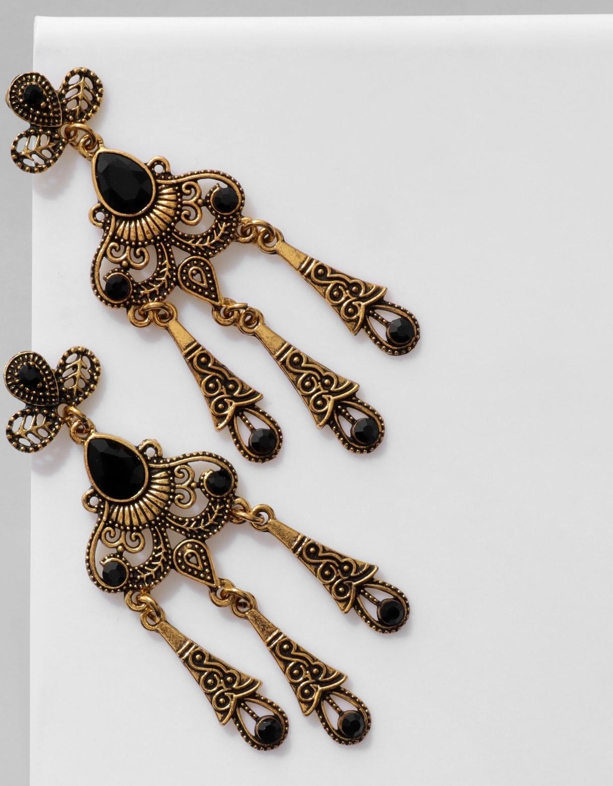 Серьги висячие со стразами 