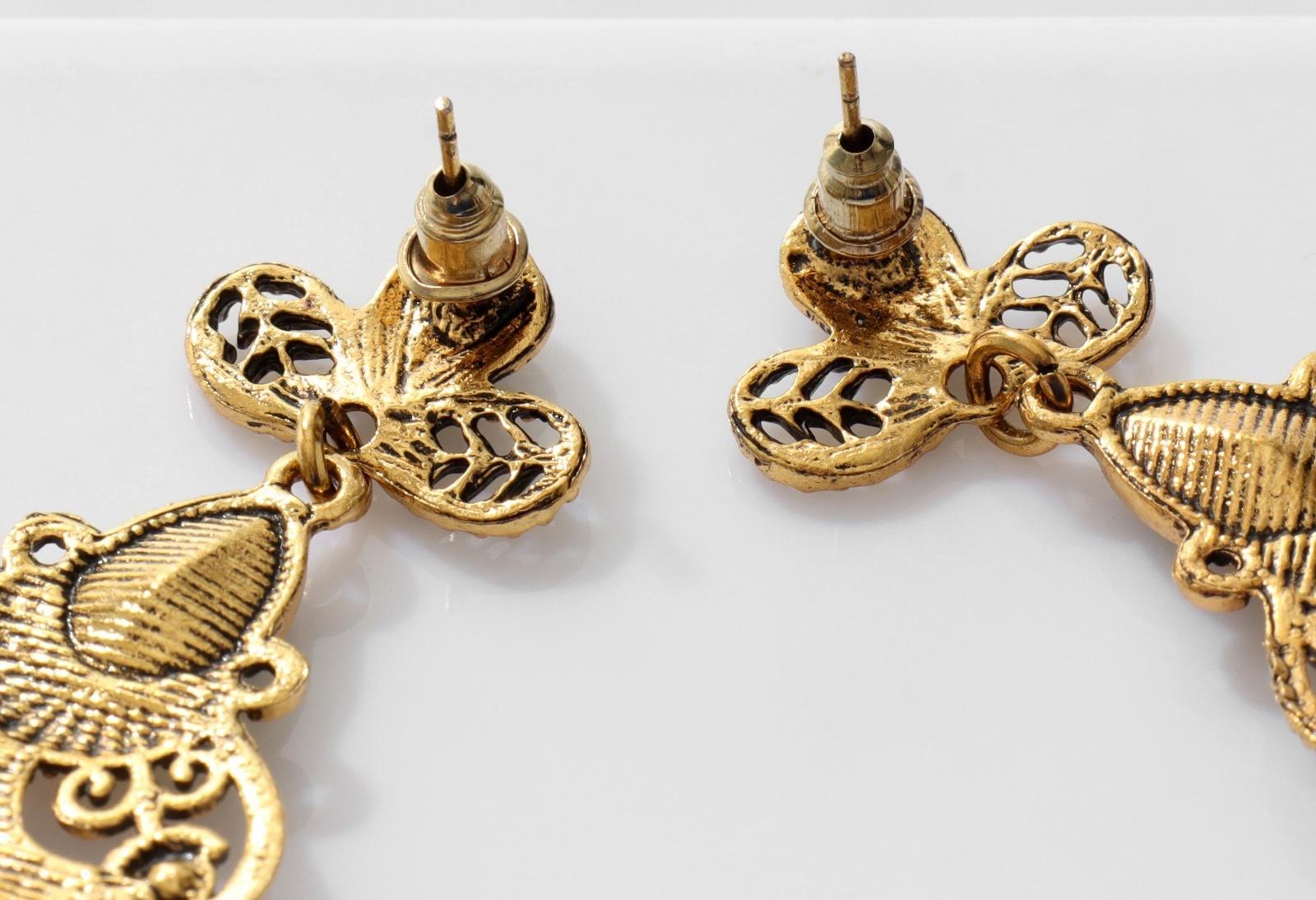 Серьги висячие со стразами 