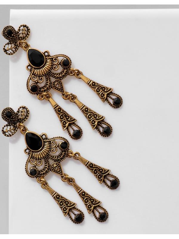 Серьги висячие со стразами 