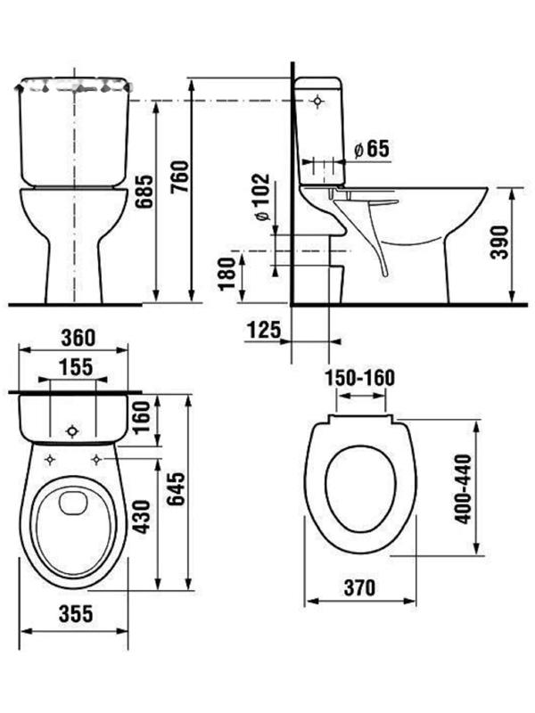 Унитаз напольный Jika Zeta, горизонтальный выпуск, без сиденья, белый