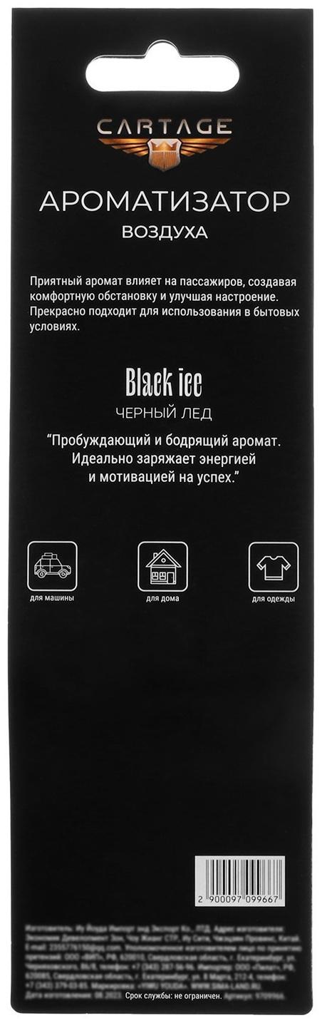 Ароматизатор подвесной Cartage, Черный лед, картонный