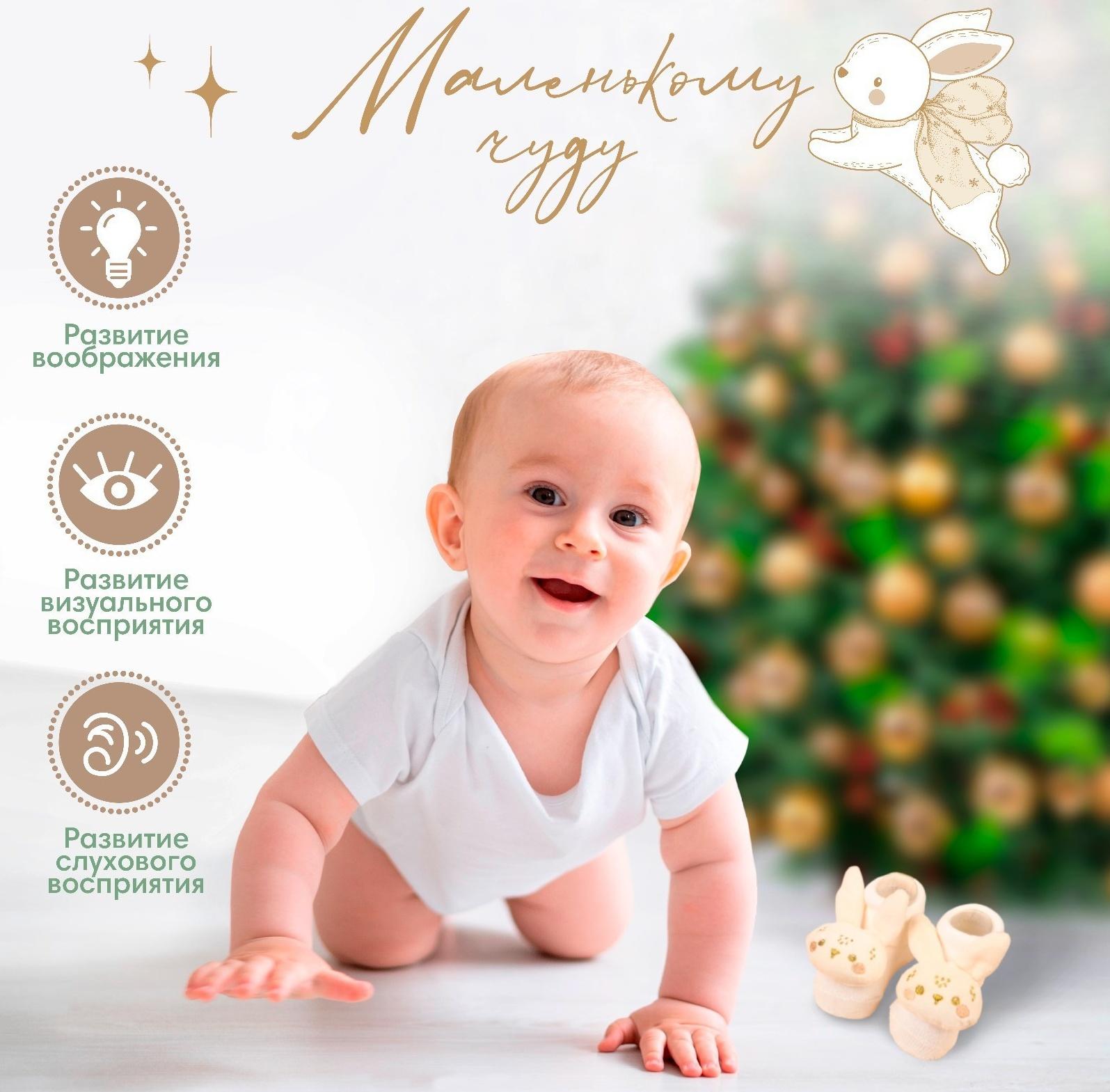 Подарочный набор новогодний: носочки - погремушки на ножки «Зайка», 2 шт.