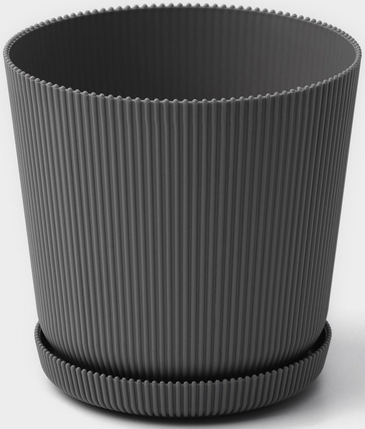 Горшок для цветов с поддоном, 15,5×16,5 см, цвет серый