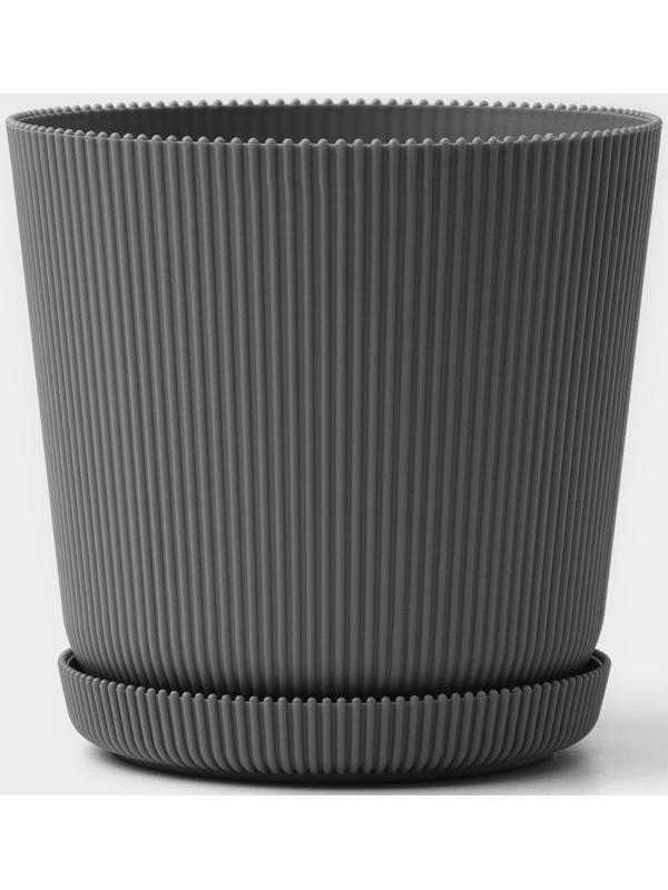 Горшок для цветов с поддоном, 15,5×16,5 см, цвет серый