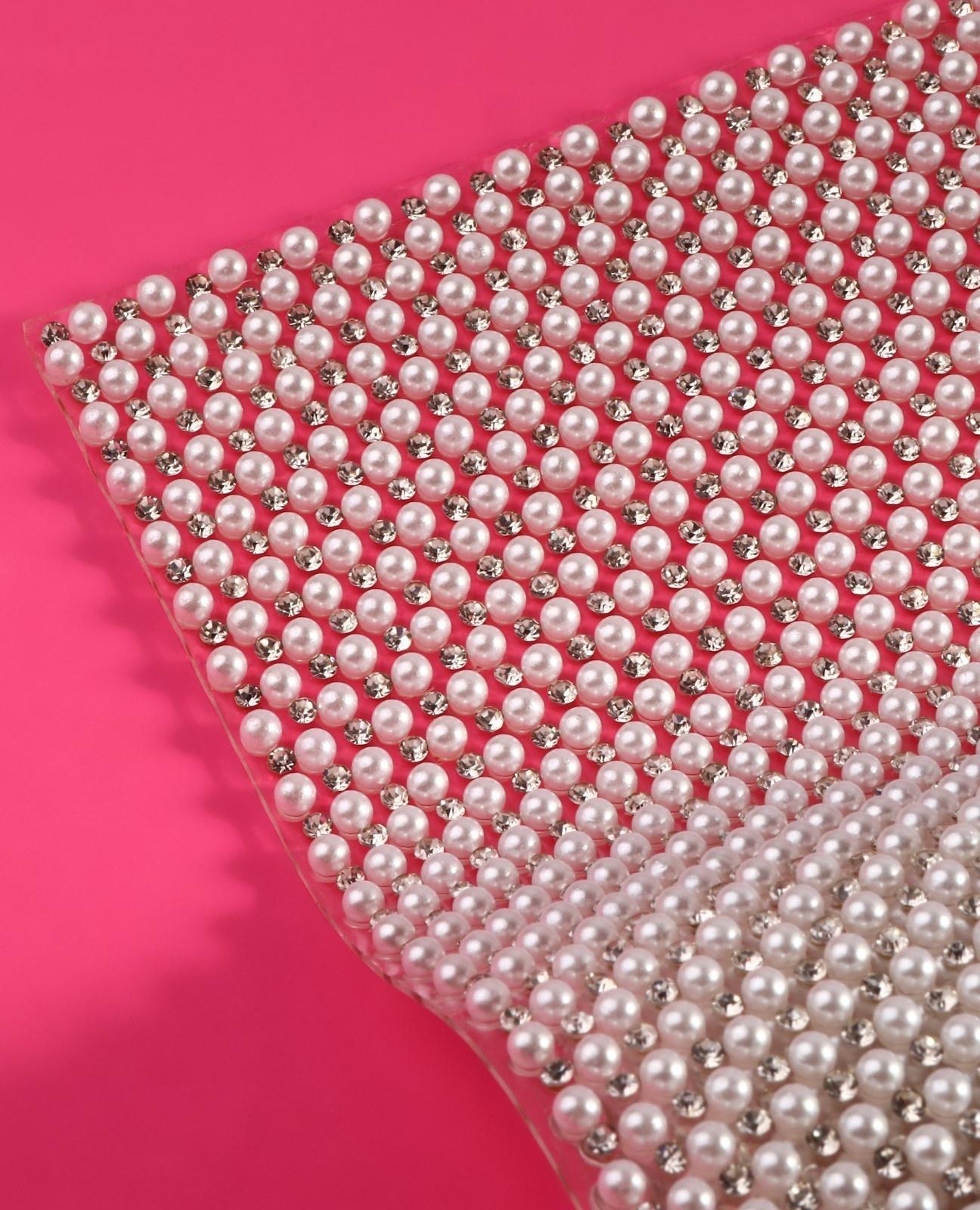 Жемчуг со стразами термоклеевой, 40 × 24 см, цвет белый