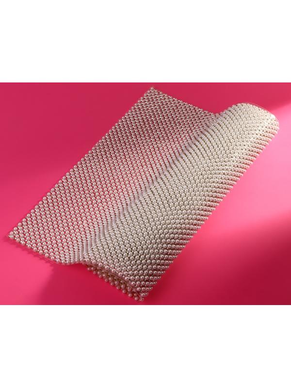 Жемчуг со стразами термоклеевой, 40 × 24 см, цвет белый