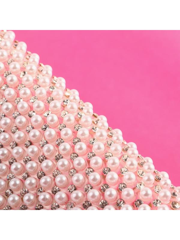 Жемчуг со стразами термоклеевой, 40 × 24 см, цвет белый