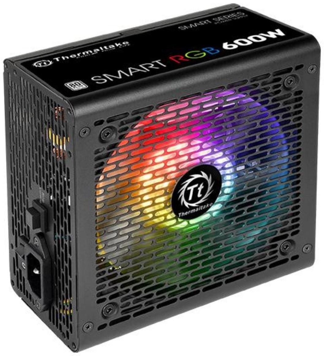 Блок питания Thermaltake ATX 600W Smart RGB 600 80+ (24+4+4pin) APFC 120mm fan color
