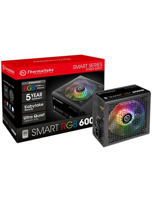 Блок питания Thermaltake ATX 600W Smart RGB 600 80+ (24+4+4pin) APFC 120mm fan color