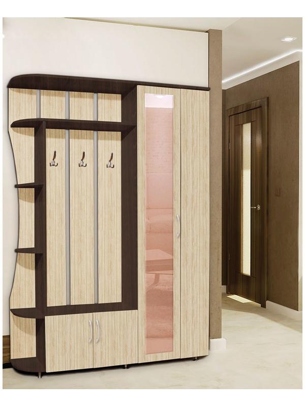 Прихожая Ксения -1 правая, 2150х1500х385, Венге/Дуб молочный