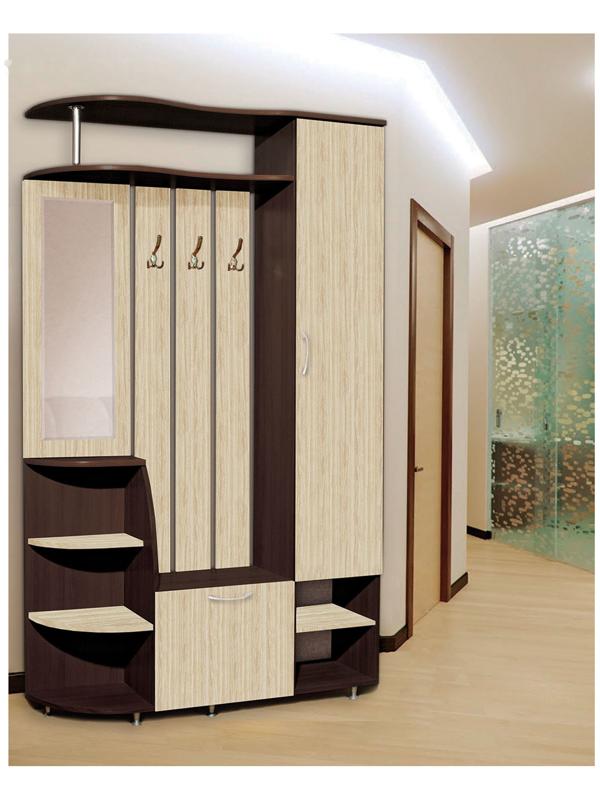 Прихожая Ксения-2 правая, 2050х1200х350, Венге/Дуб молочный