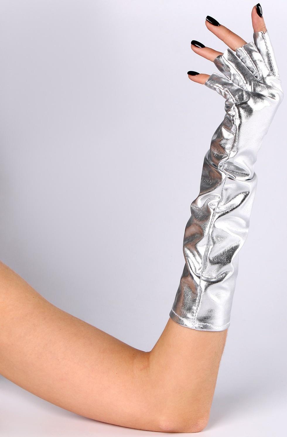 Карнавальный аксессуар-перчатки без пальцев, цвет серебро