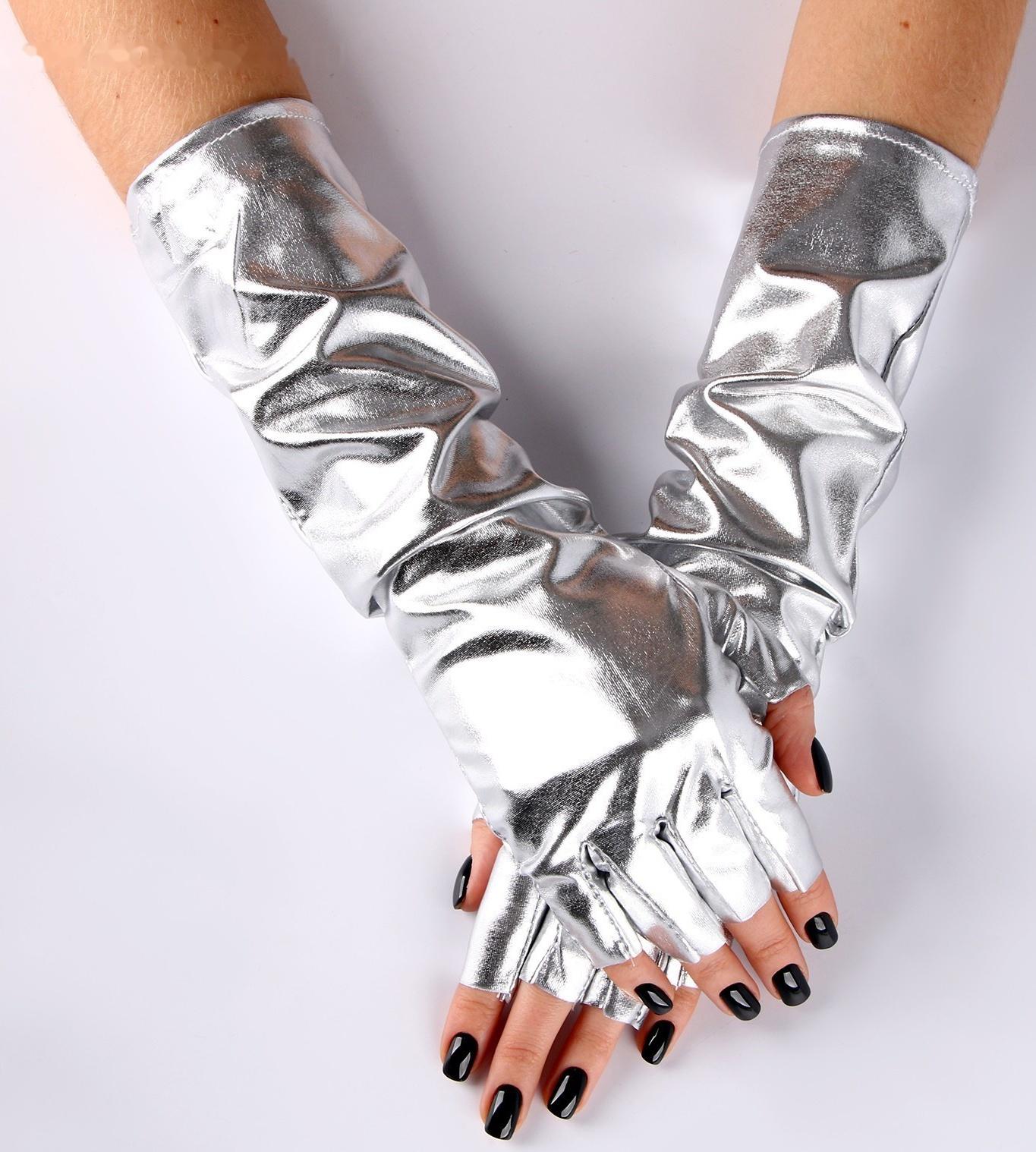 Карнавальный аксессуар-перчатки без пальцев, цвет серебро