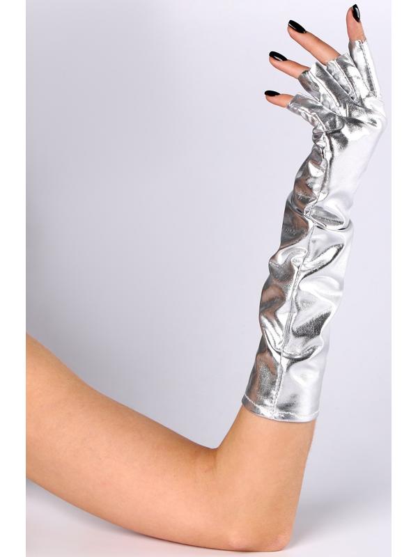 Карнавальный аксессуар-перчатки без пальцев, цвет серебро