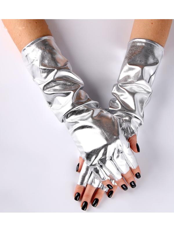 Карнавальный аксессуар-перчатки без пальцев, цвет серебро