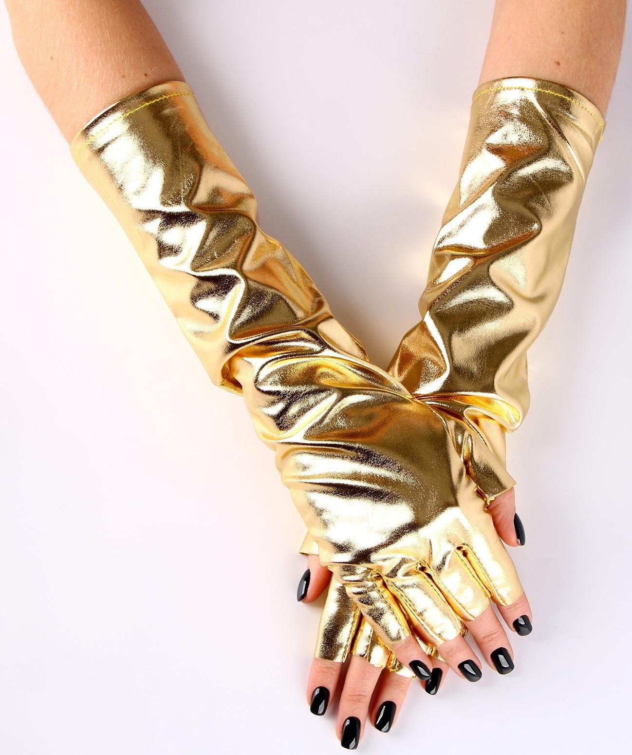 Карнавальный аксессуар-перчатки без пальцев, цвет золото