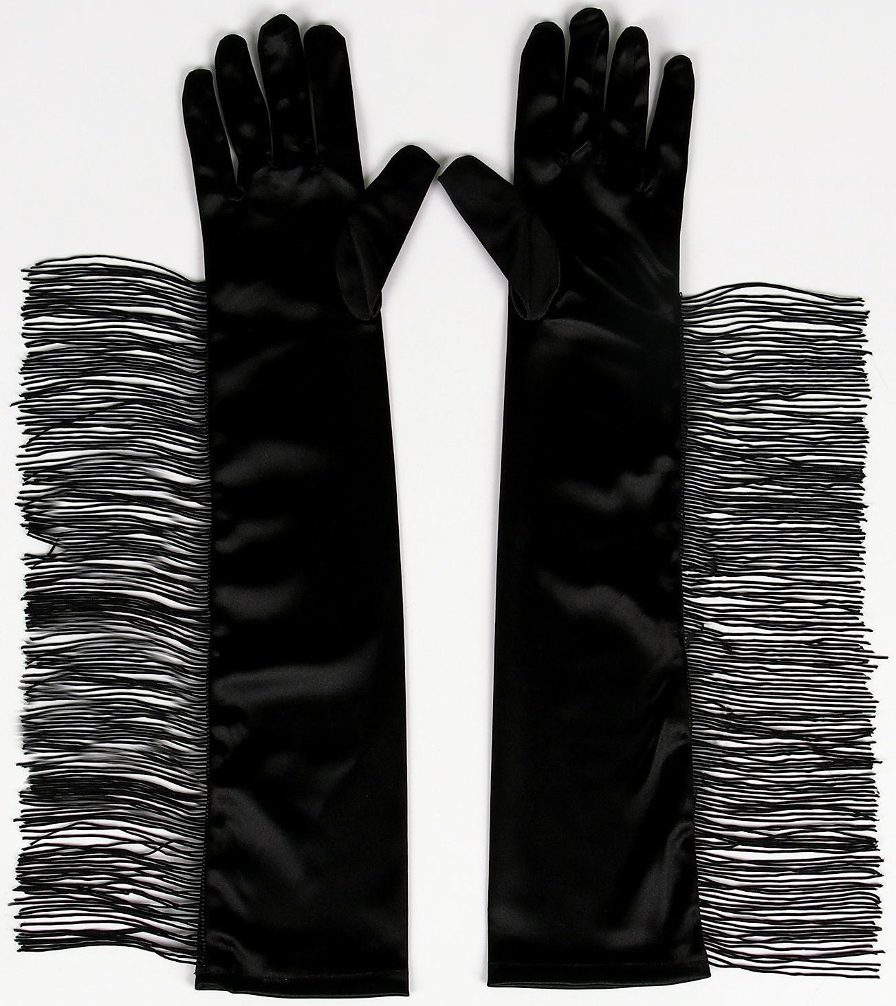 Карнавальный аксессуар-перчатки с бахромой, цвет чёрный