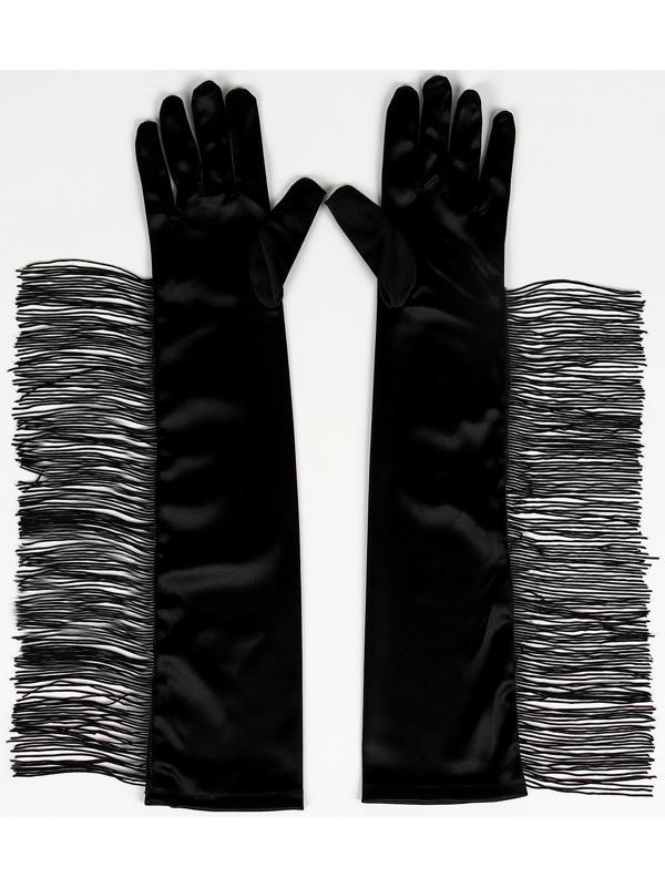 Карнавальный аксессуар-перчатки с бахромой, цвет чёрный