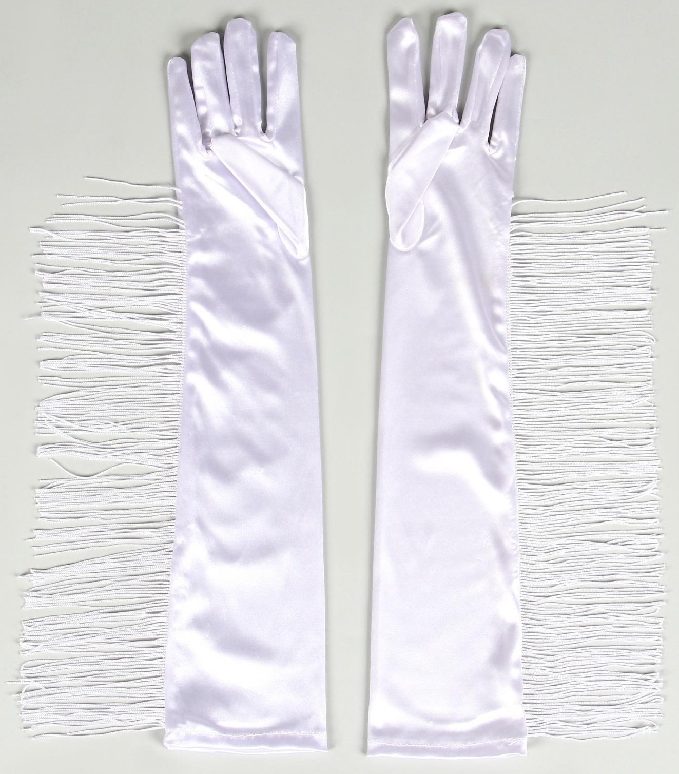 Карнавальный аксессуар-перчатки с бахромой, цвет белый