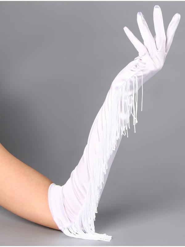 Карнавальный аксессуар-перчатки с бахромой, цвет белый