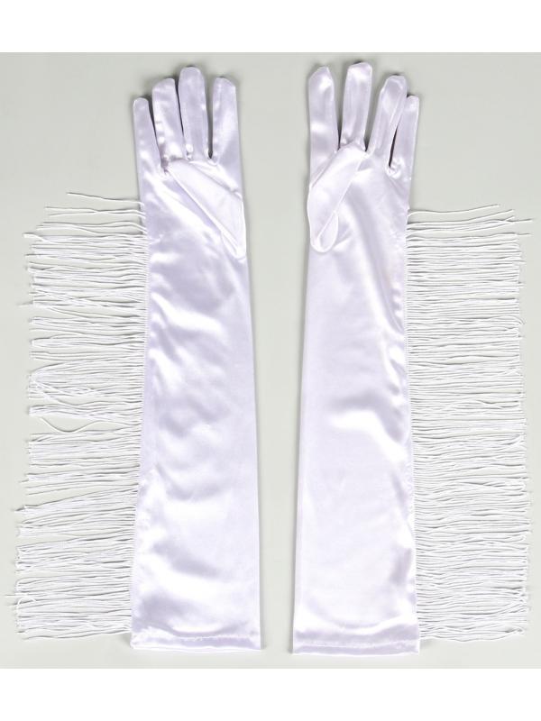 Карнавальный аксессуар-перчатки с бахромой, цвет белый