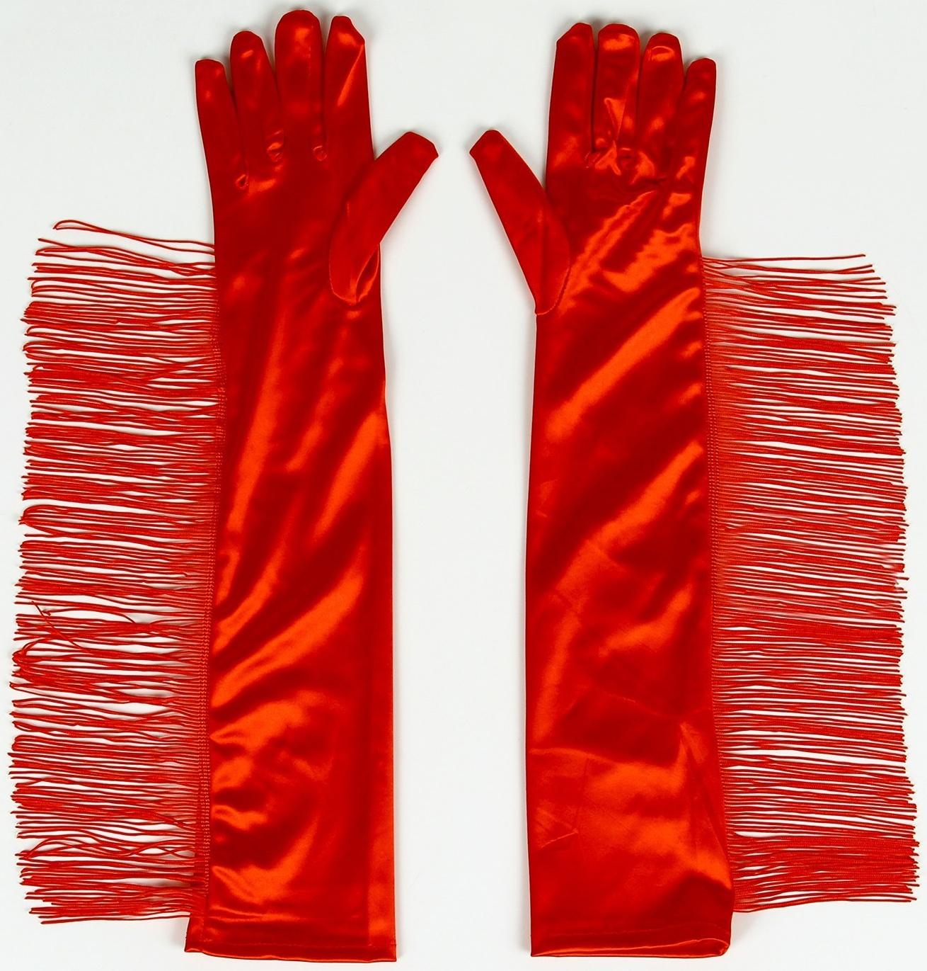 Карнавальный аксессуар-перчатки с бахромой, цвет красный