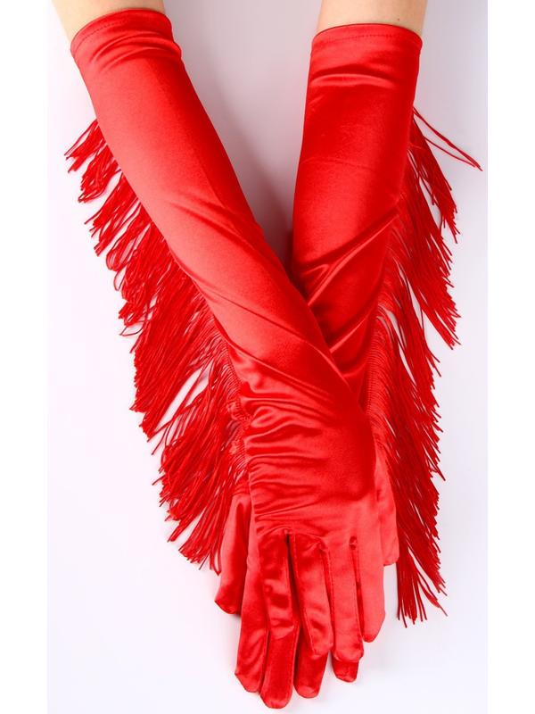 Карнавальный аксессуар-перчатки с бахромой, цвет красный