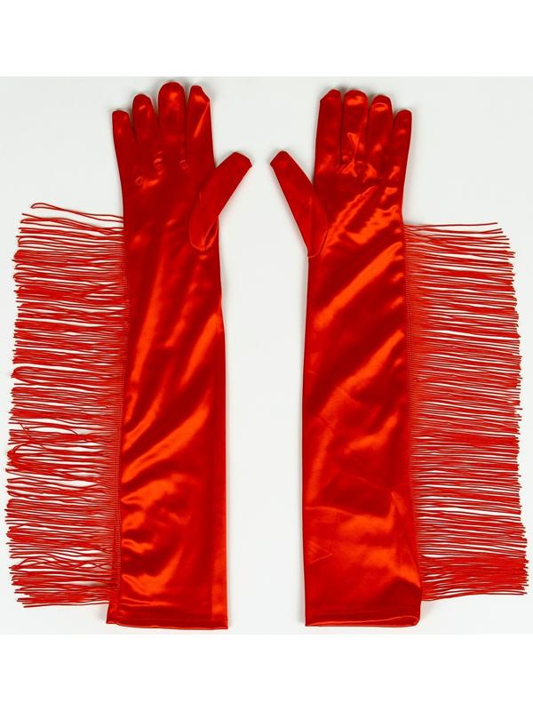 Карнавальный аксессуар-перчатки с бахромой, цвет красный