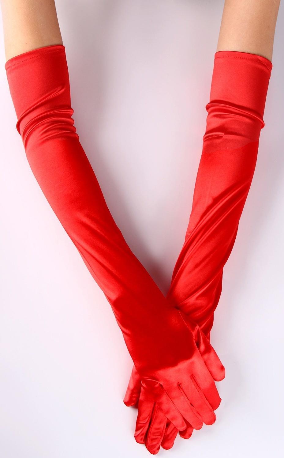 Карнавальный аксессуар-перчатки 55 см, цвет красный
