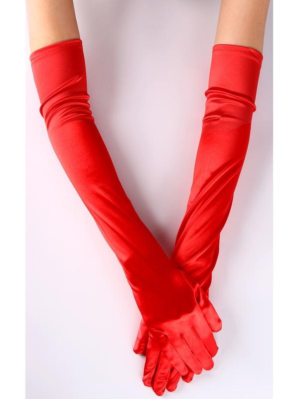 Карнавальный аксессуар-перчатки 55 см, цвет красный