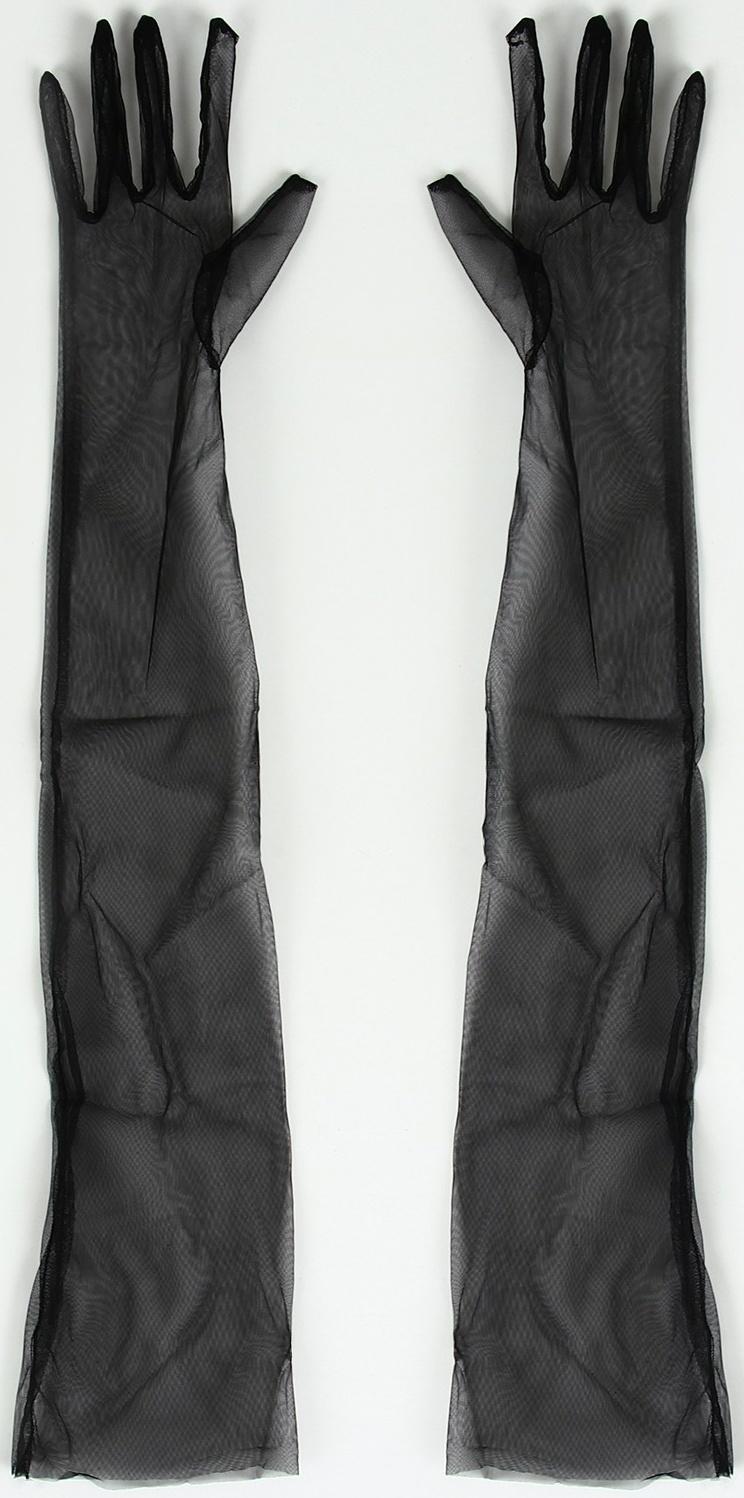 Карнавальный аксессуар-перчатки прозрачные, цвет чёрный