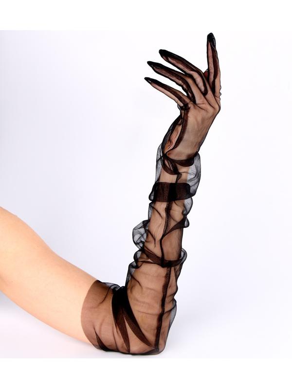 Карнавальный аксессуар-перчатки прозрачные, цвет чёрный