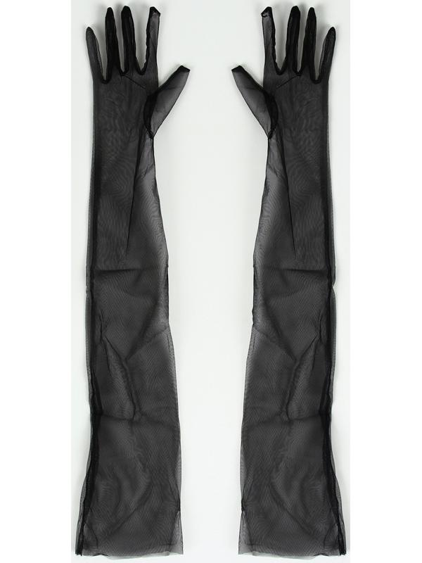 Карнавальный аксессуар-перчатки прозрачные, цвет чёрный