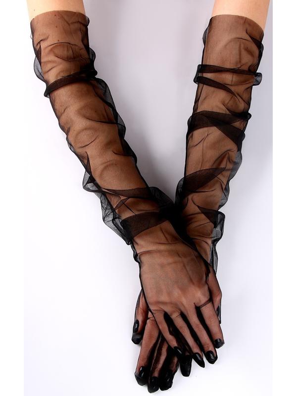 Карнавальный аксессуар-перчатки прозрачные, цвет чёрный