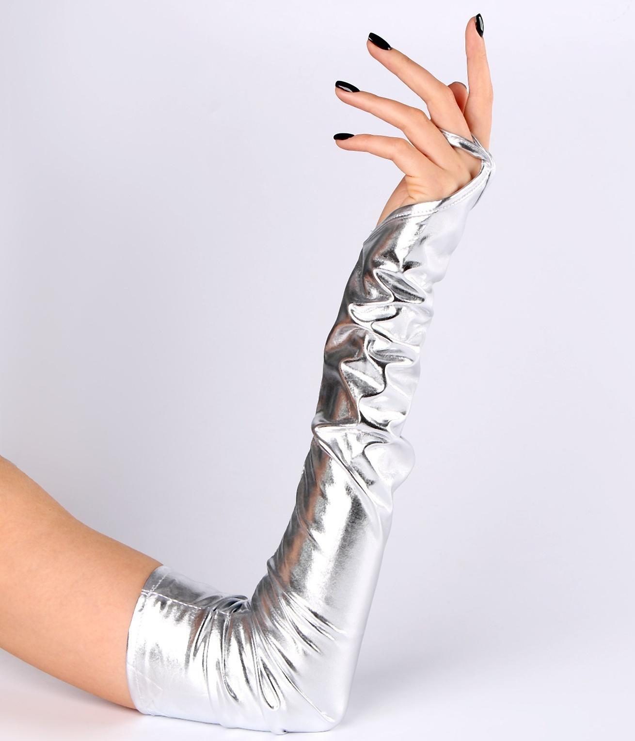 Карнавальный аксессуар перчатки-нарукавники, цвет серебро